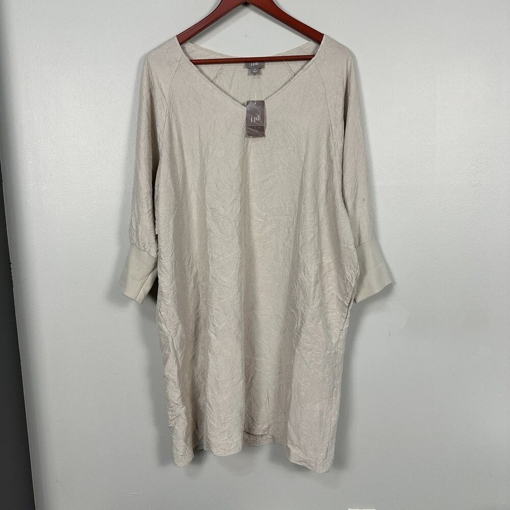 NWT J. Jill 100% Silk Cream Womens Medium Dress Long Sleeve